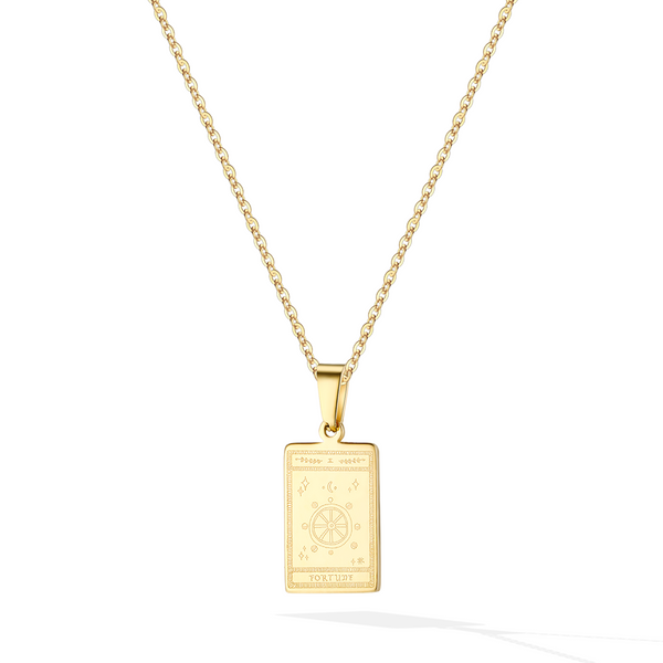 The Wheel of Fortune Tarot Card Necklace - Yellow Gold