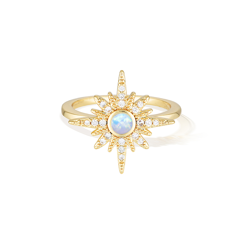 Sunset and Sea Foam Ring - Yellow Gold