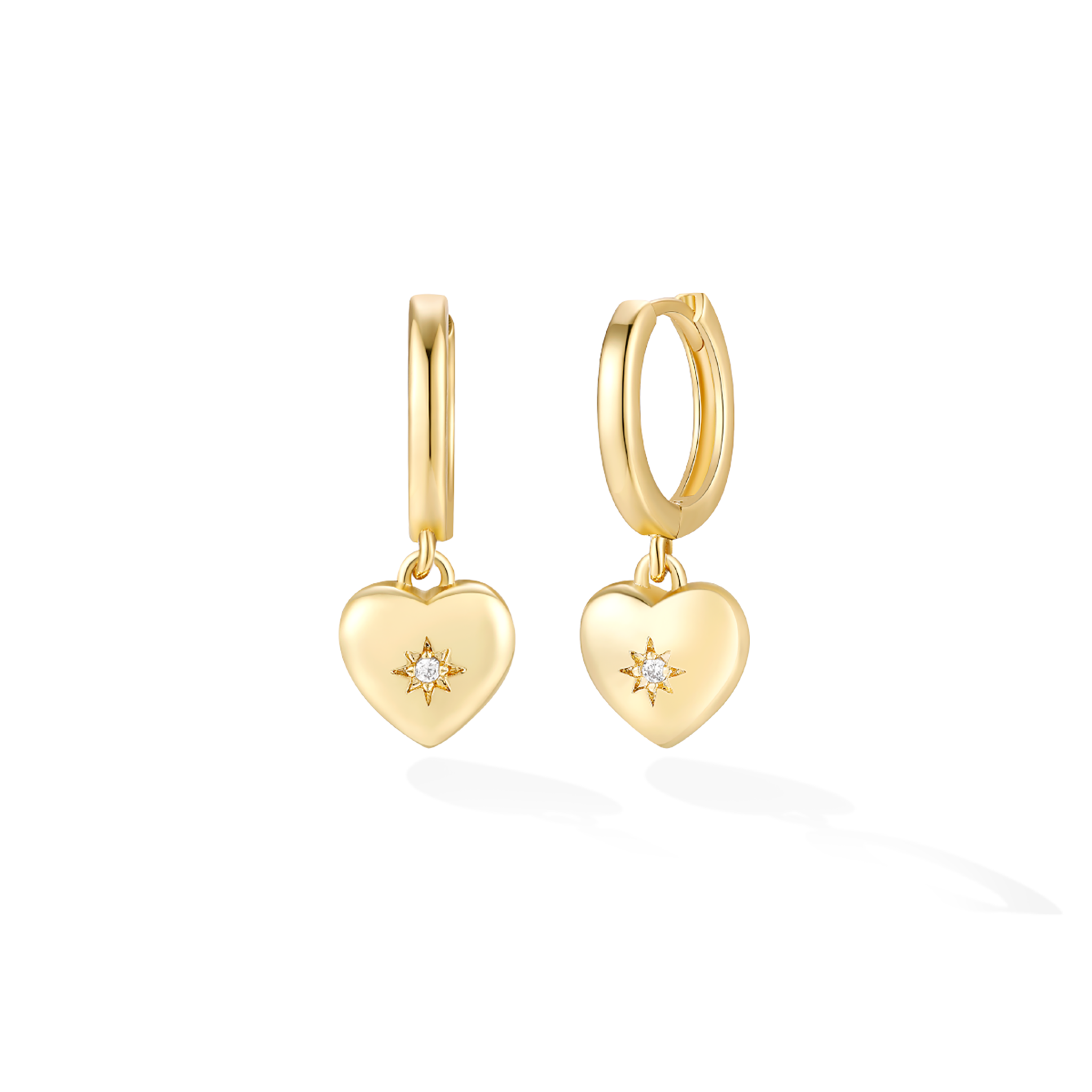 Solare Heart Signet Huggies - Yellow Gold