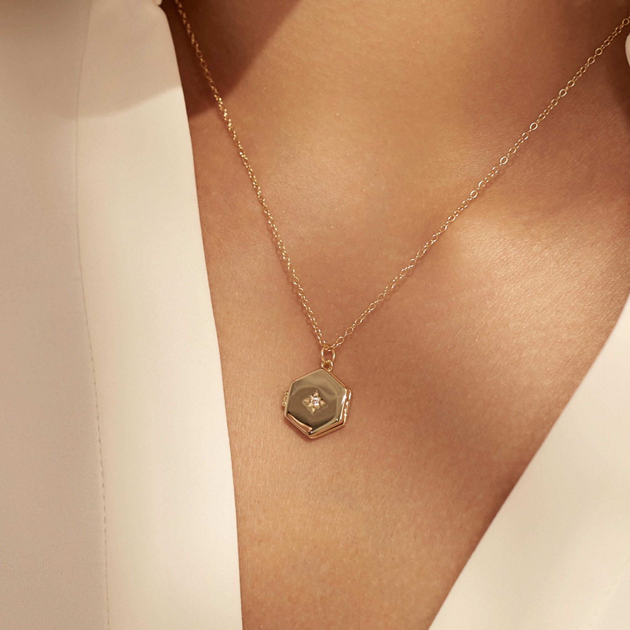 Hexagon of Time Locket Necklace