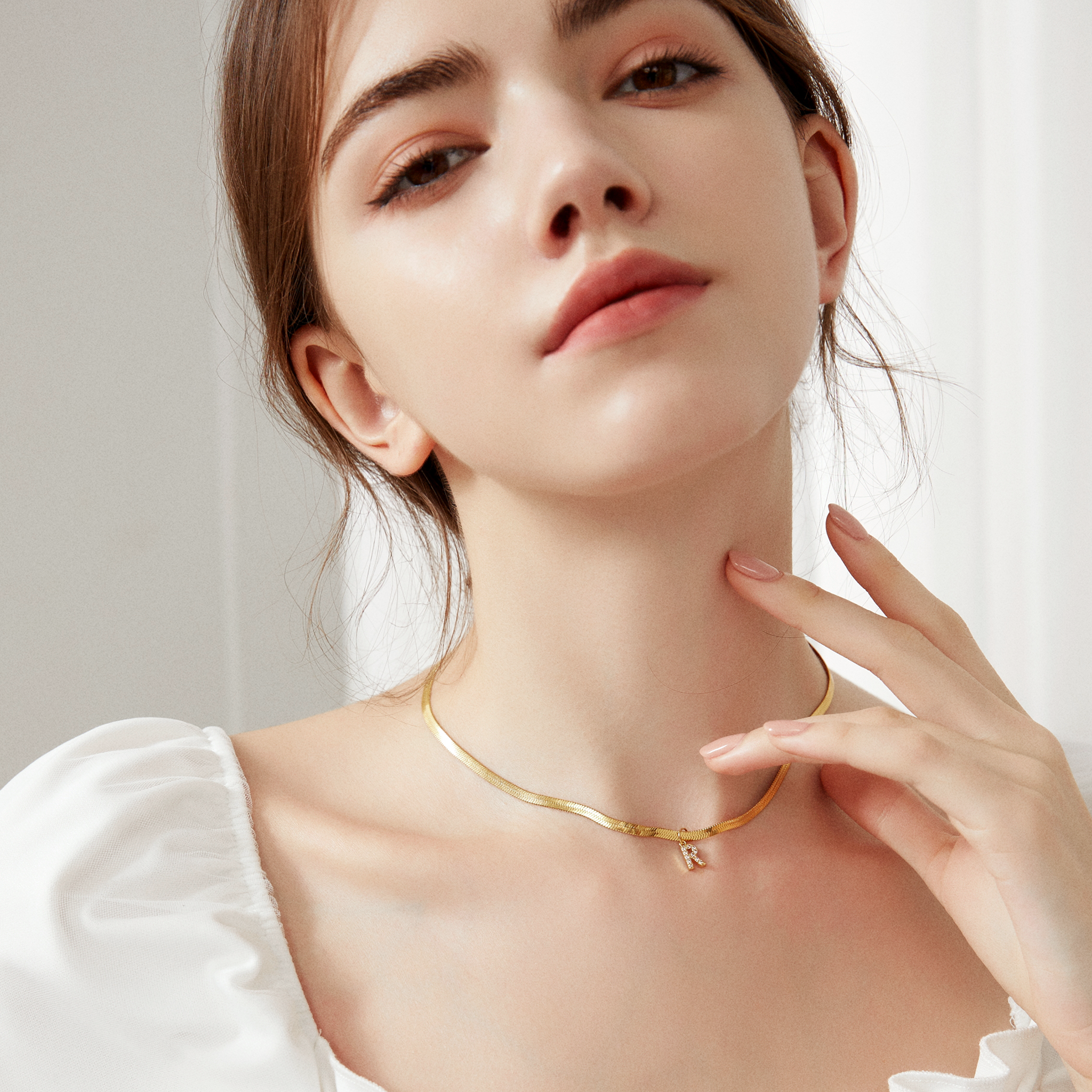 Pavé Initial Snake Chain Choker - Silver