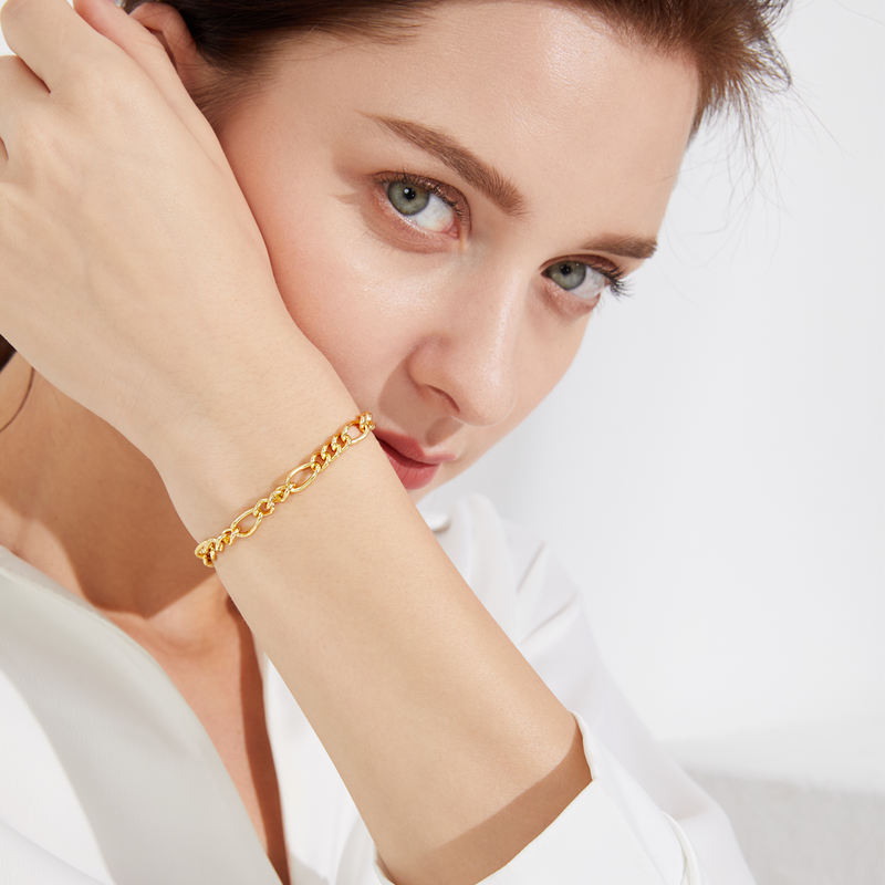 Calabasas Oval Link Bracelet Silver Glacier Mist