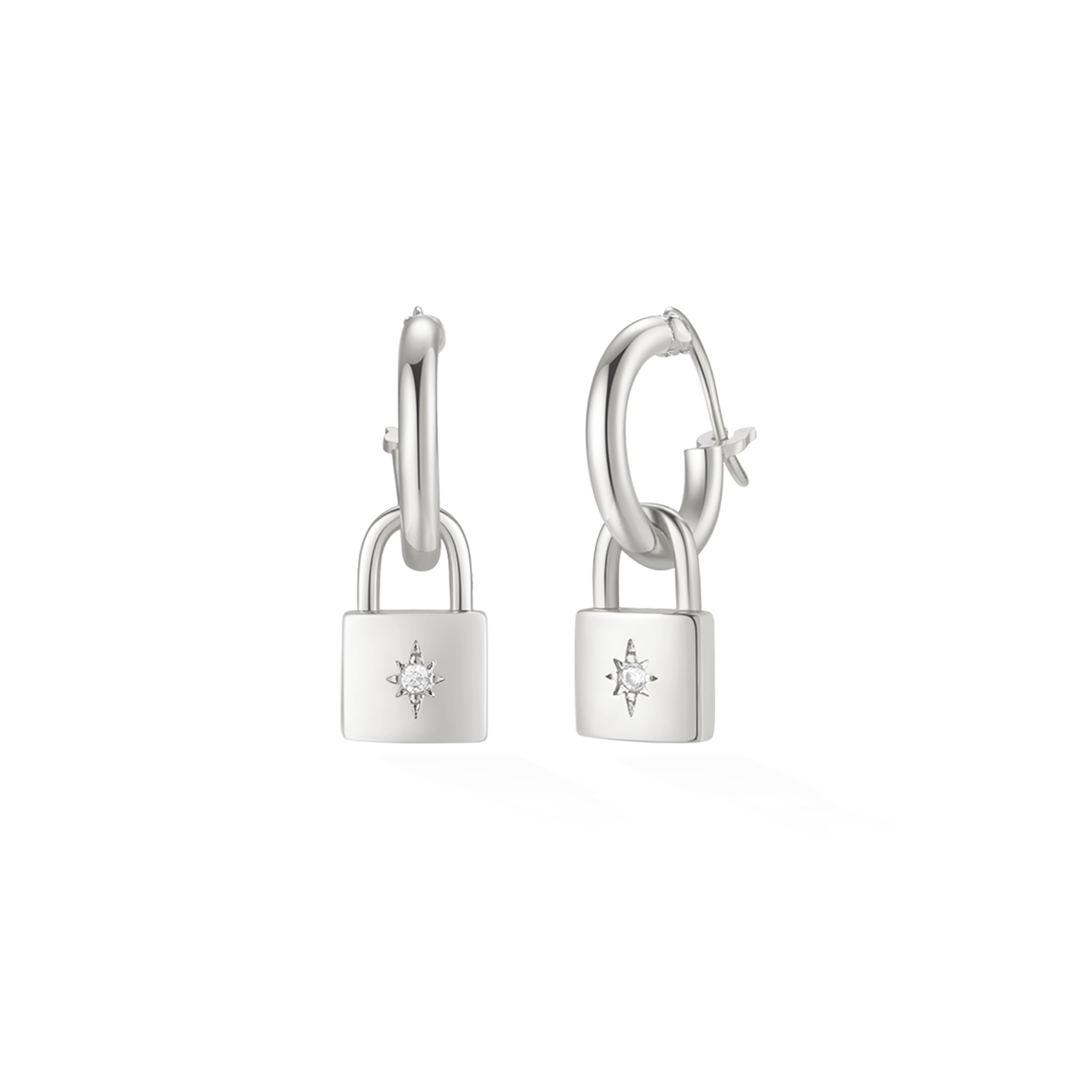 Solare Padlock Huggies - Silver