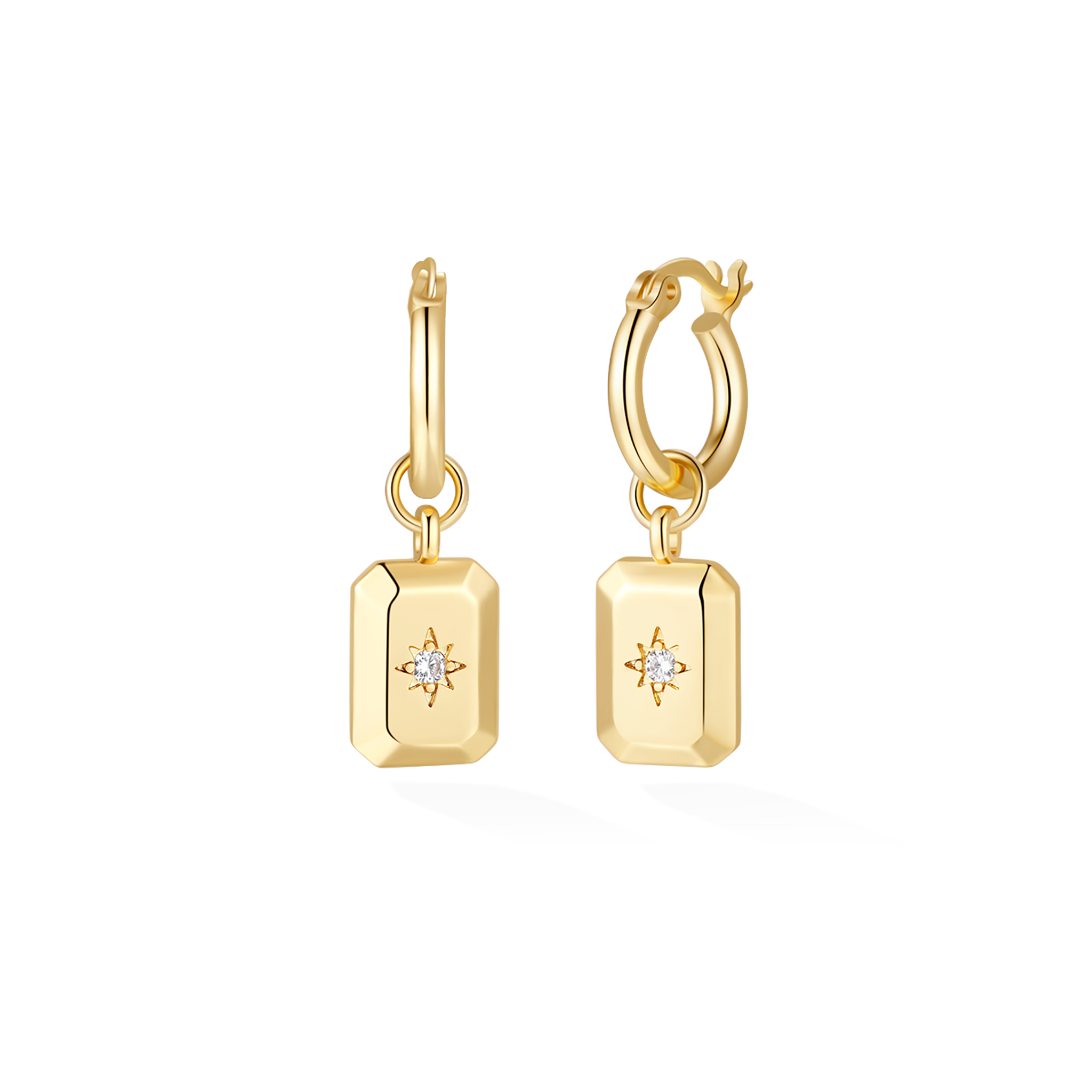 Malibu Emerald Huggies - Yellow Gold