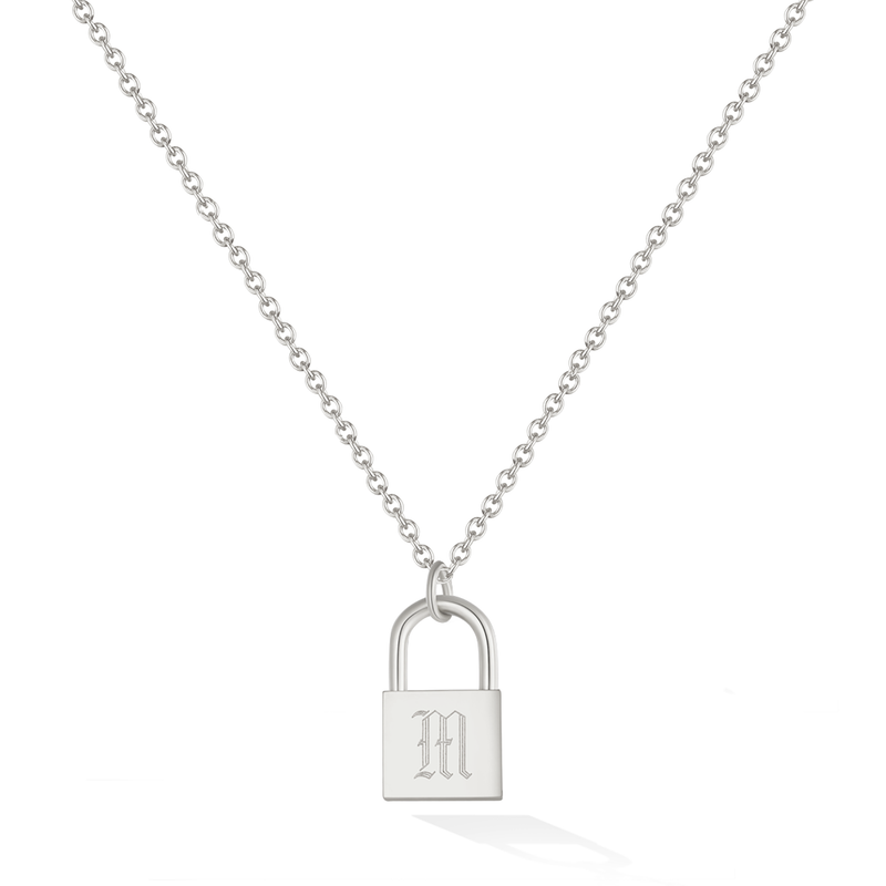 Silver necklace deals padlock