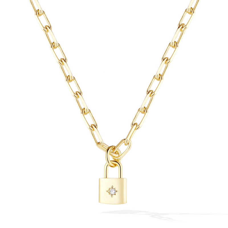 Solare Padlock Necklace - Yellow Gold