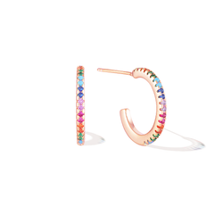 Dainty Bifröst Rainbow Pride Earrings - Rose Gold