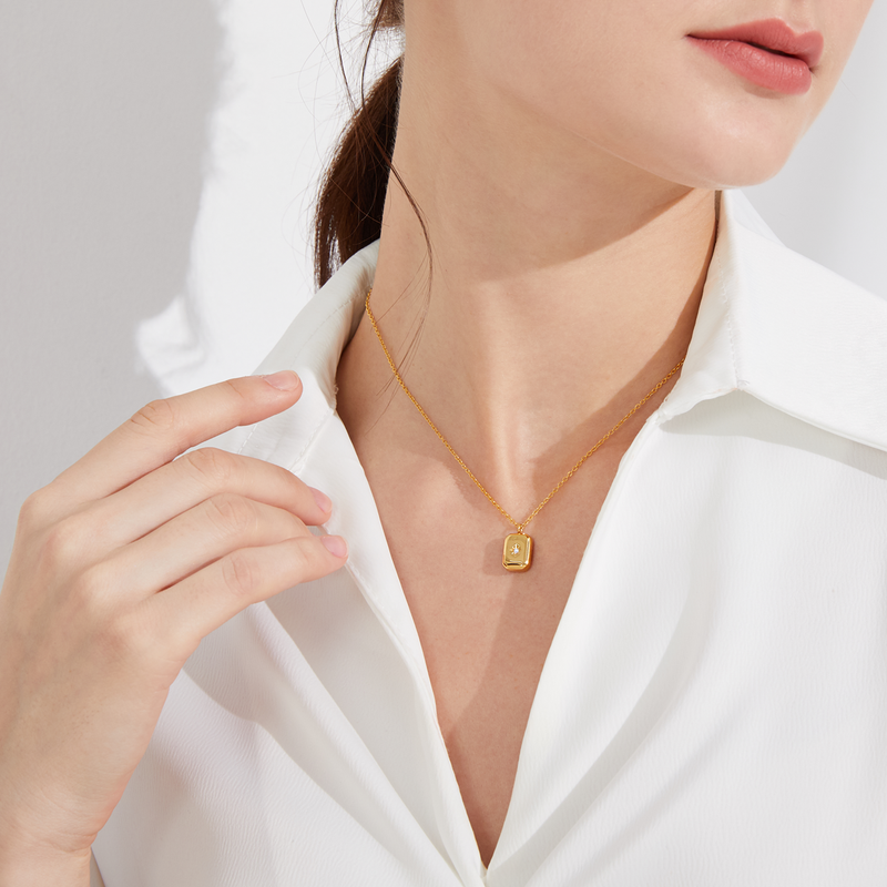 Malibu Emerald Pépite Necklace - Rose Gold