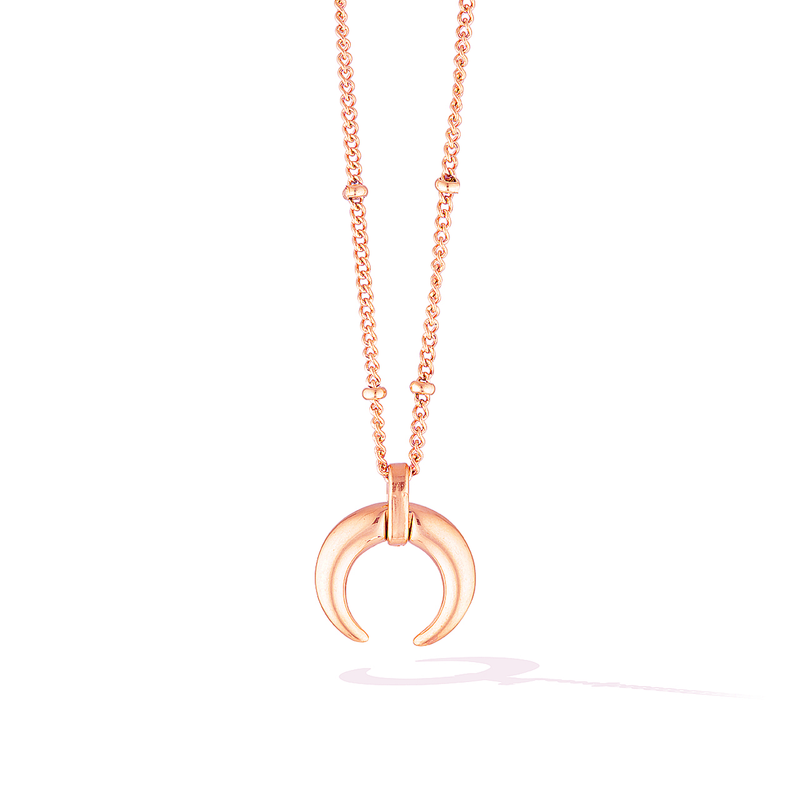 Rose gold crescent moon necklace deals