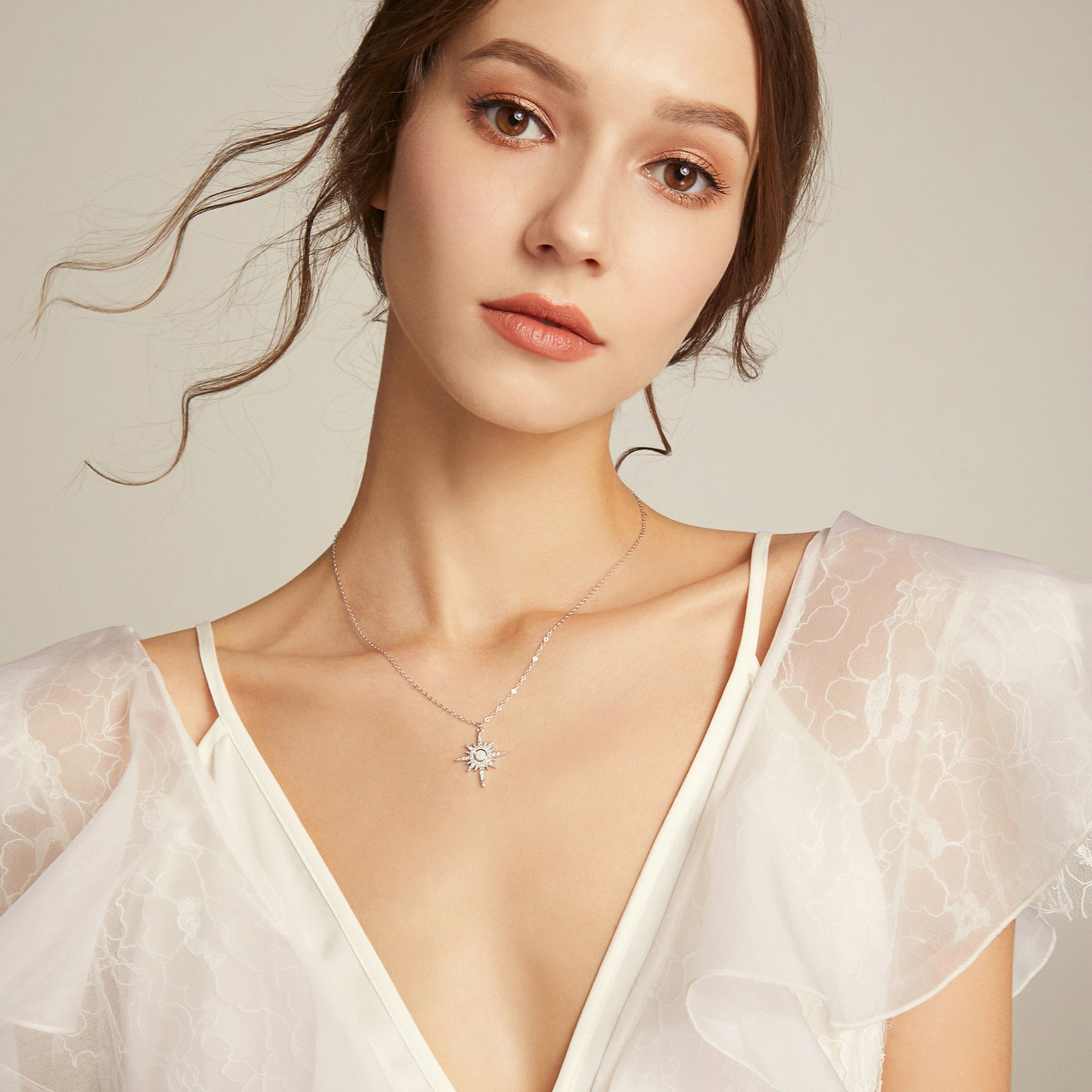 Sunset and Sea Foam Necklace - Yellow Gold