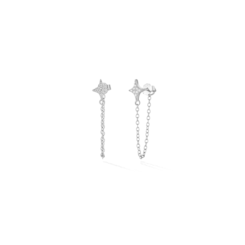 Stardust Chain Earrings - Silver