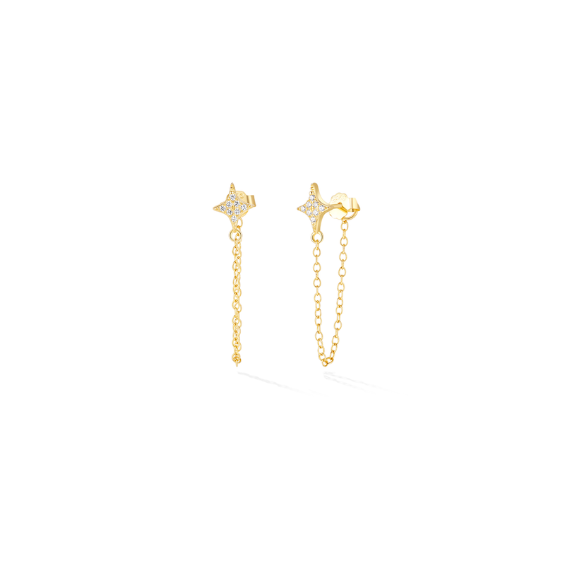 Stardust Chain Earrings - Yellow Gold