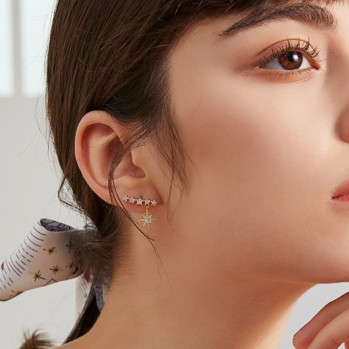 Nebula Cloud Climber Earrings - Yellow Gold