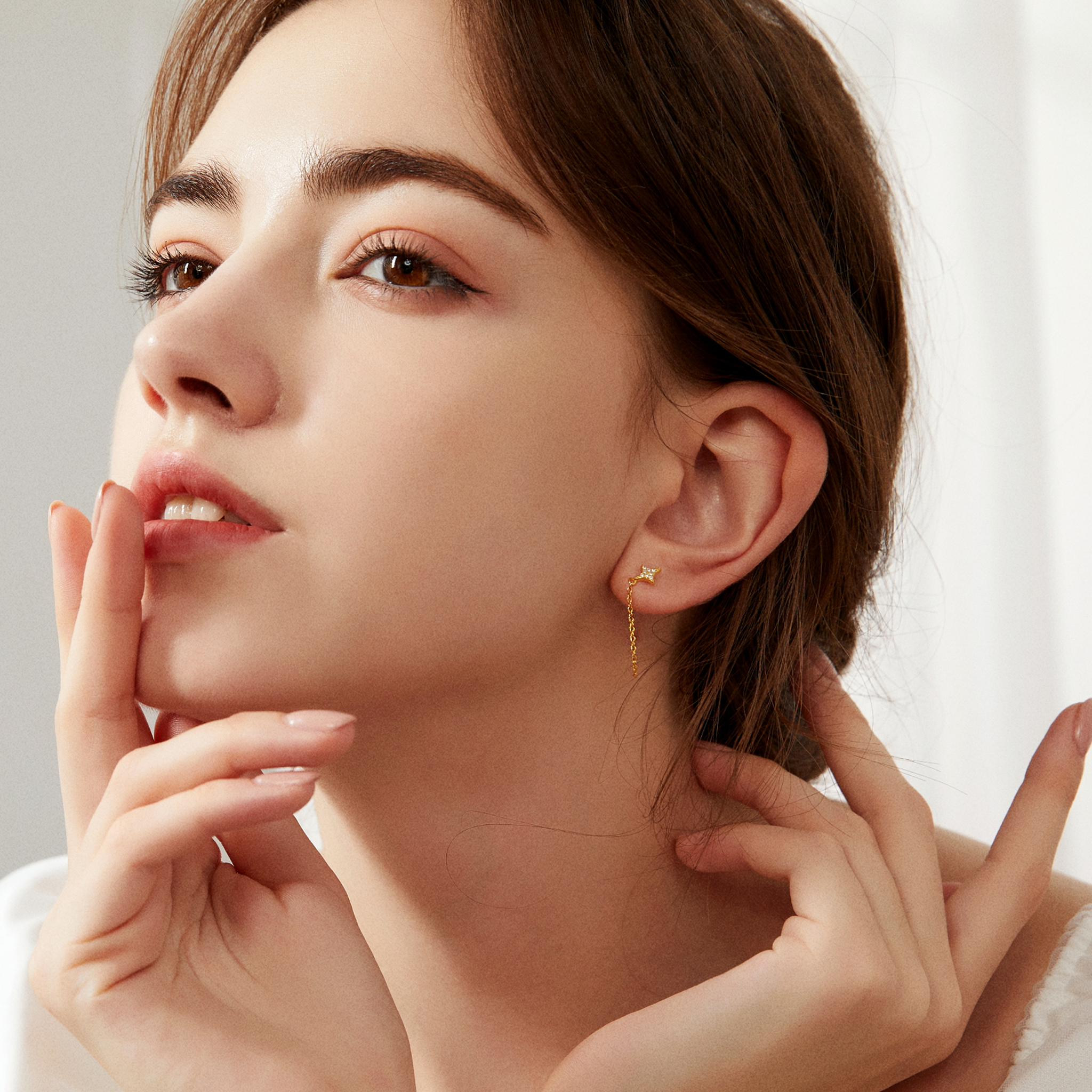 Stardust Chain Earrings - Yellow Gold