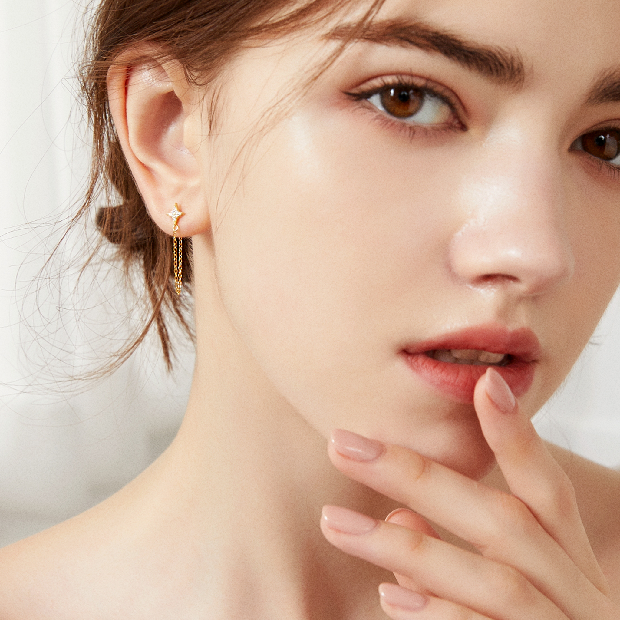 Stardust Chain Earrings - Yellow Gold