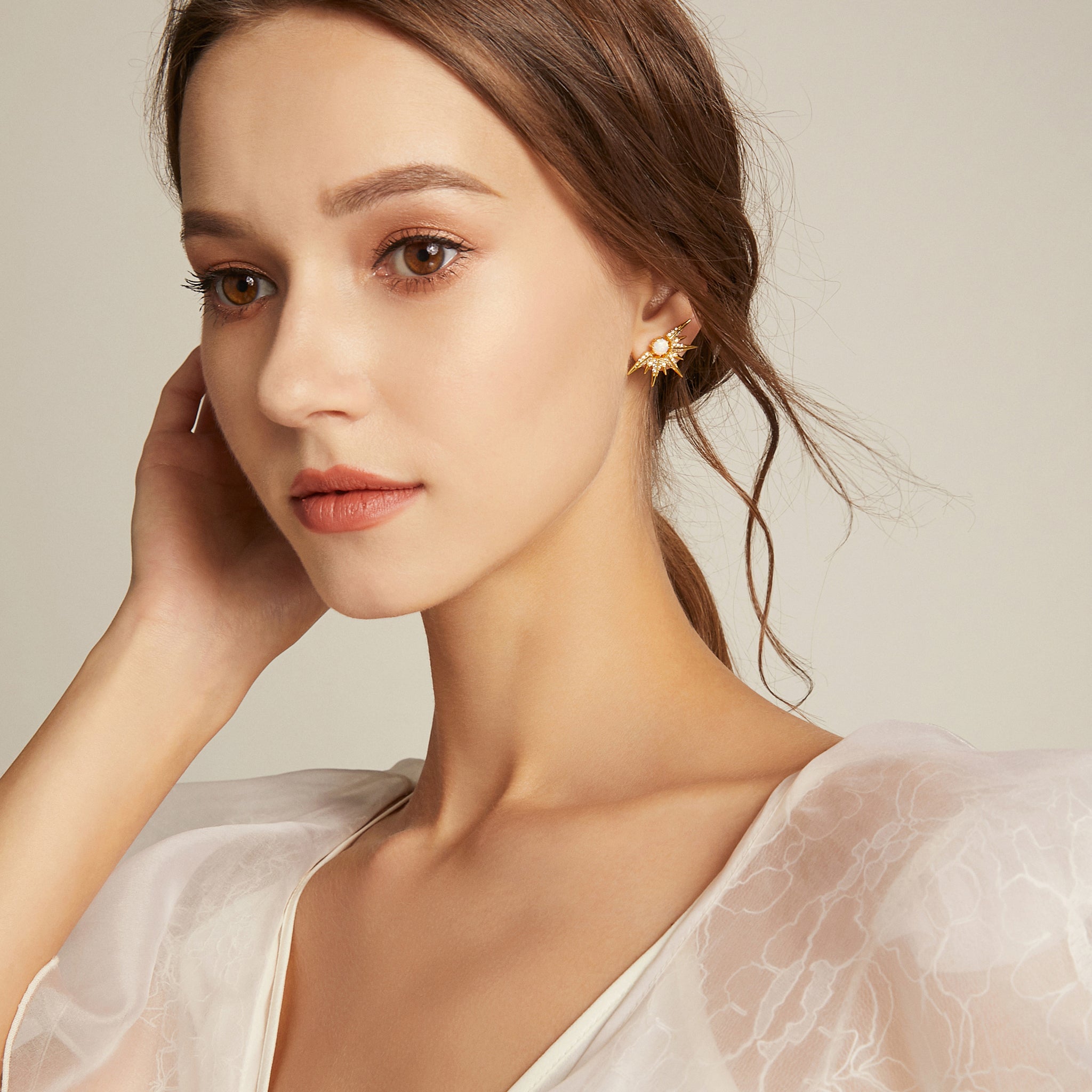 Cosmic Sun-Ray Earrings - Yellow Gold