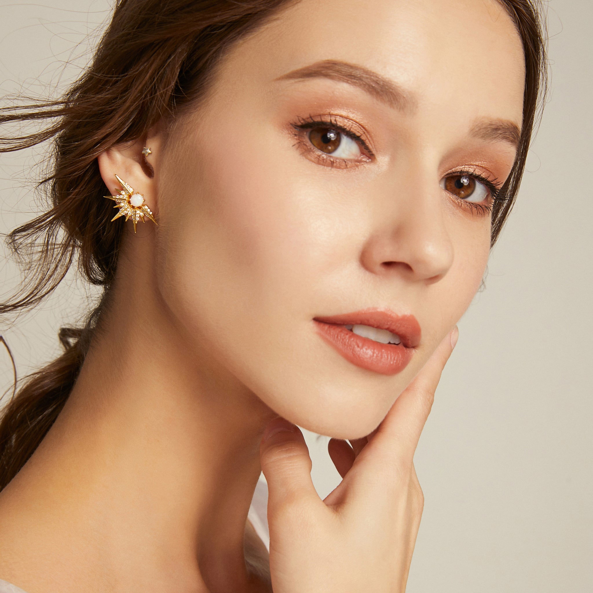 Cosmic Sun-Ray Earrings - Yellow Gold