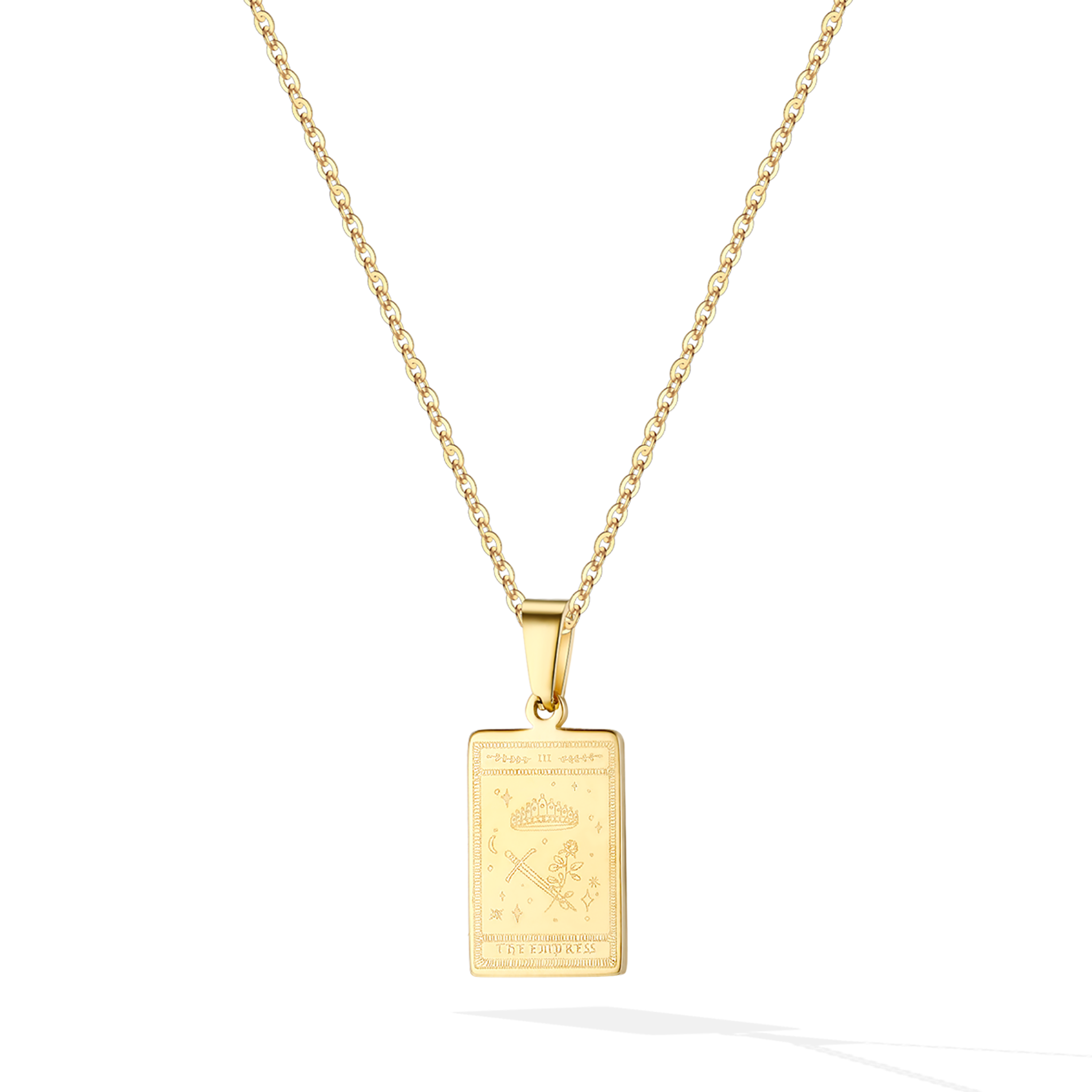 The Empress Tarot Card Necklace - Yellow Gold