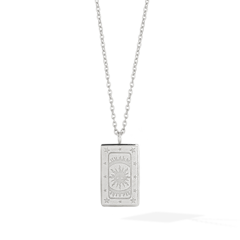 The Sun Tarot Card Necklace - Silver