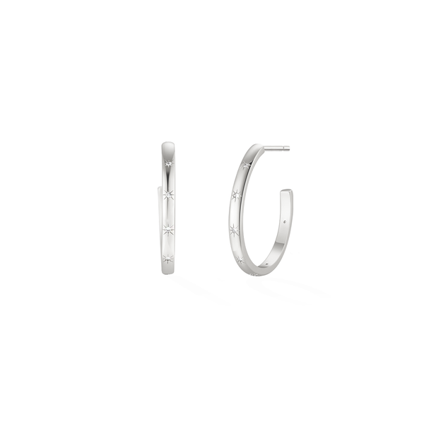 Celestial Constellation Thin Hoops - Silver