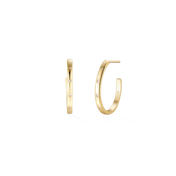 Celestial Constellation Thin Hoops - Yellow Gold
