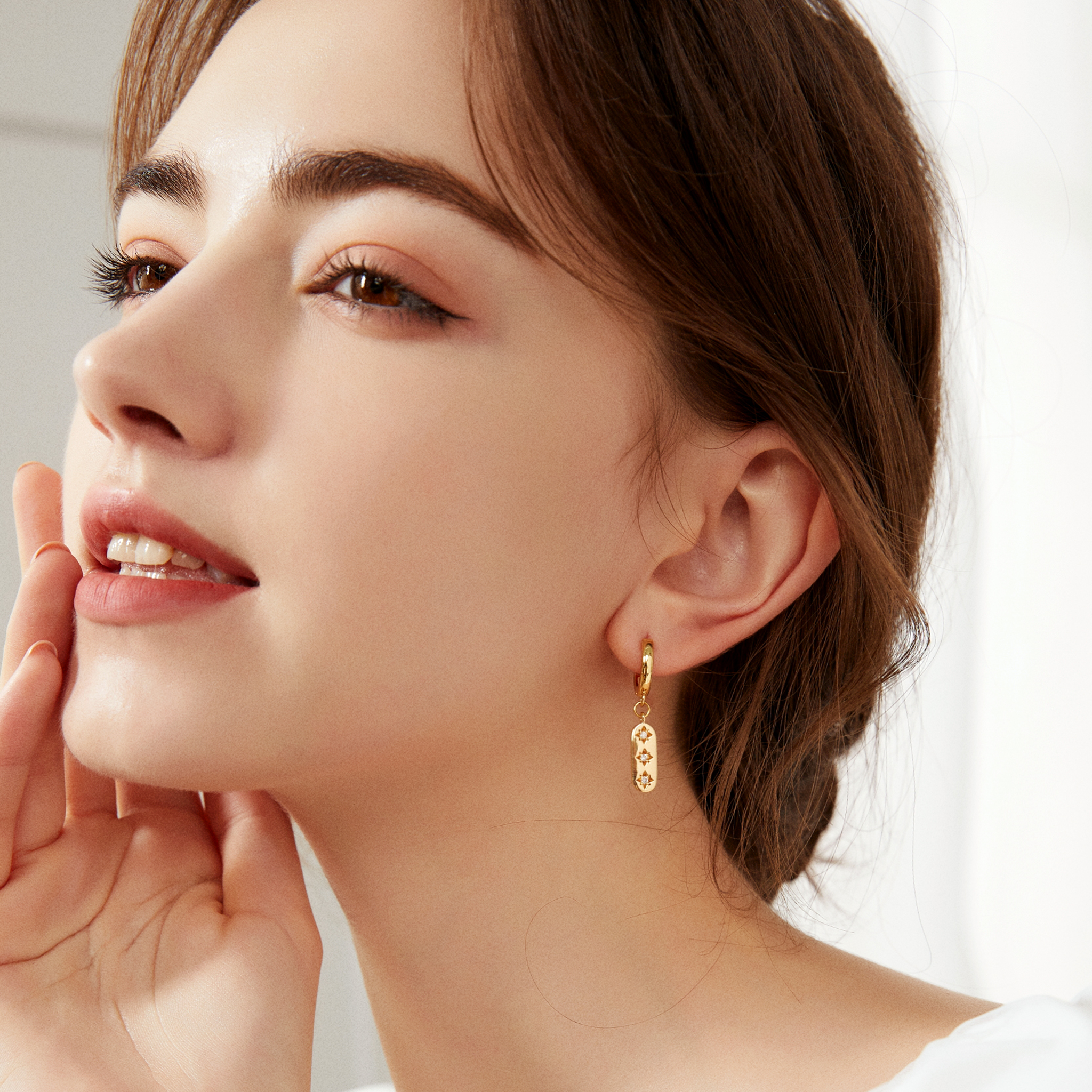 Trinity Stars Huggies - Yellow Gold