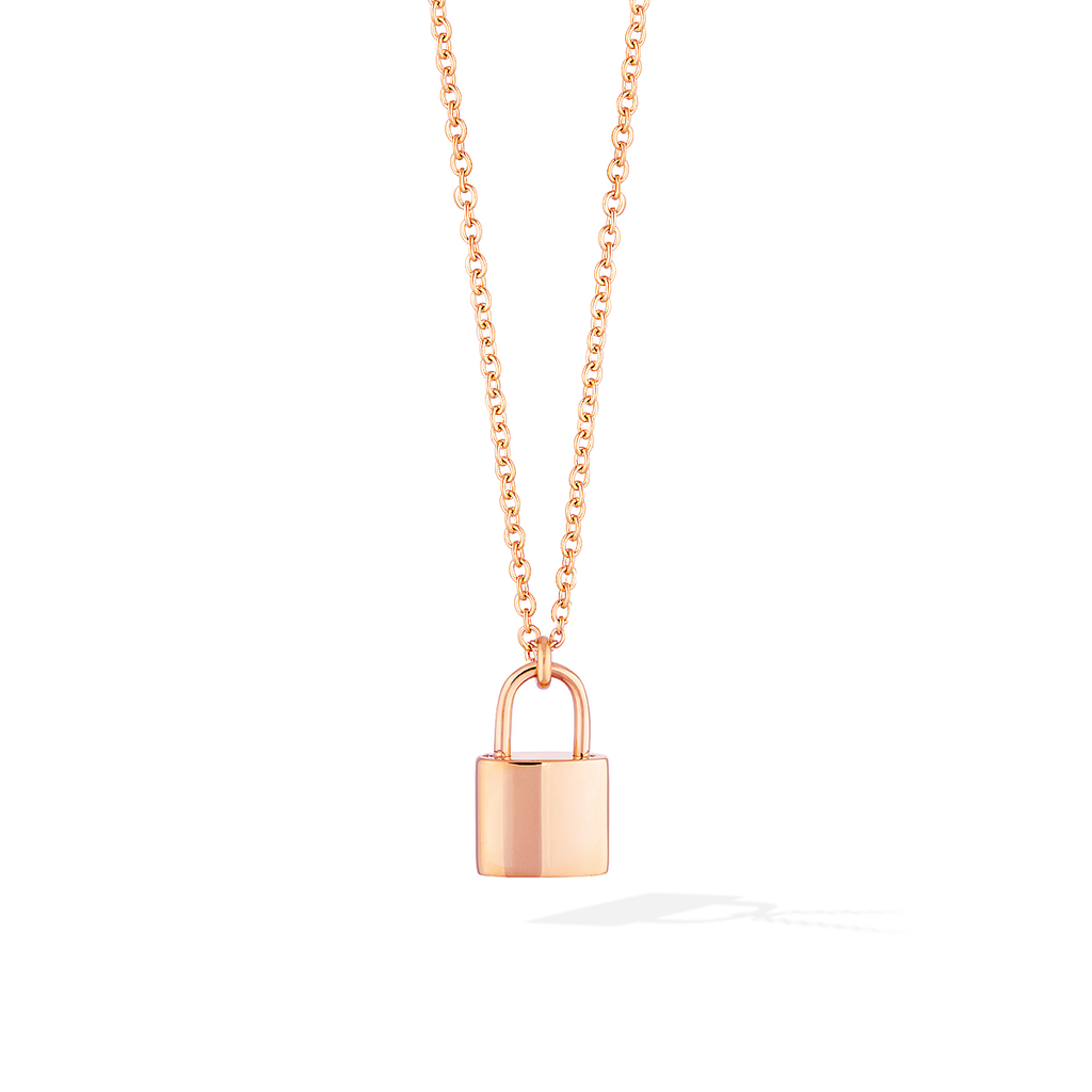 The Manor Padlock Medallion Necklace Rose Gold Glacier Mist