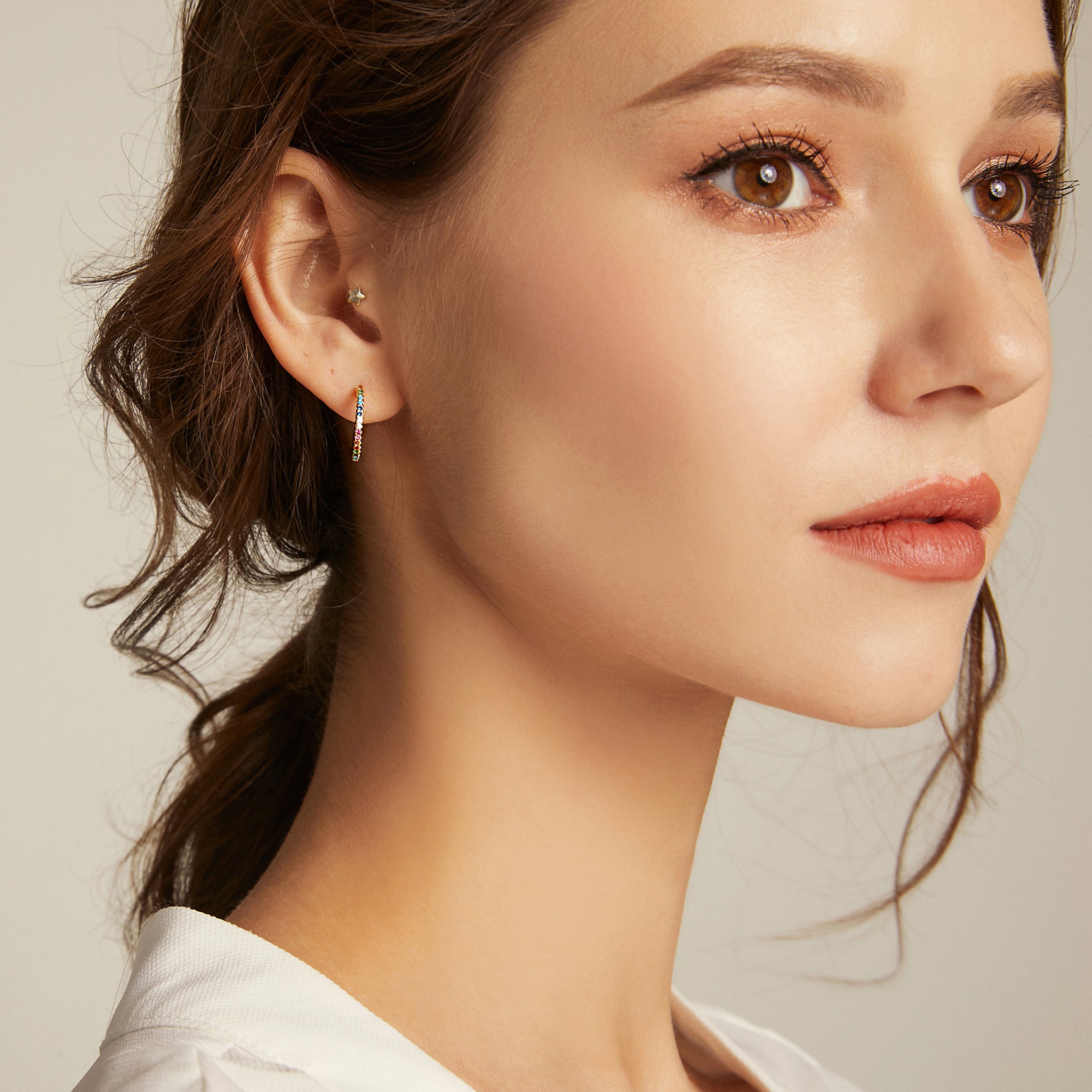 Dainty Bifröst Rainbow Pride Earrings - Silver