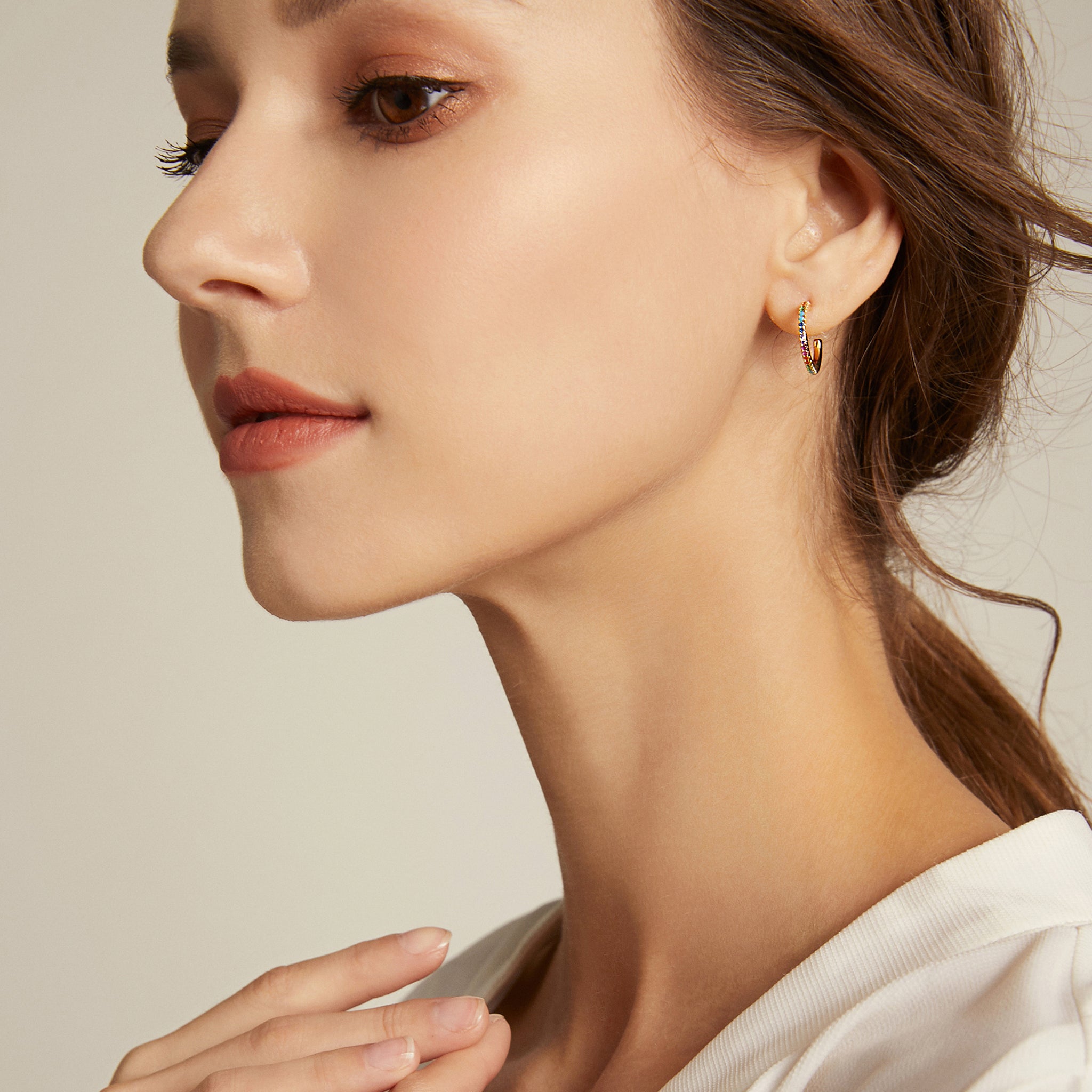 Dainty Bifröst Rainbow Pride Earrings - Silver